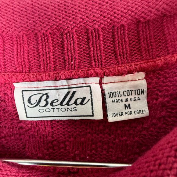 Vintage Bella Cottons Textured Knit Sweater – Magenta Pink USA Made 100% Cotton - Picture 4 of 10